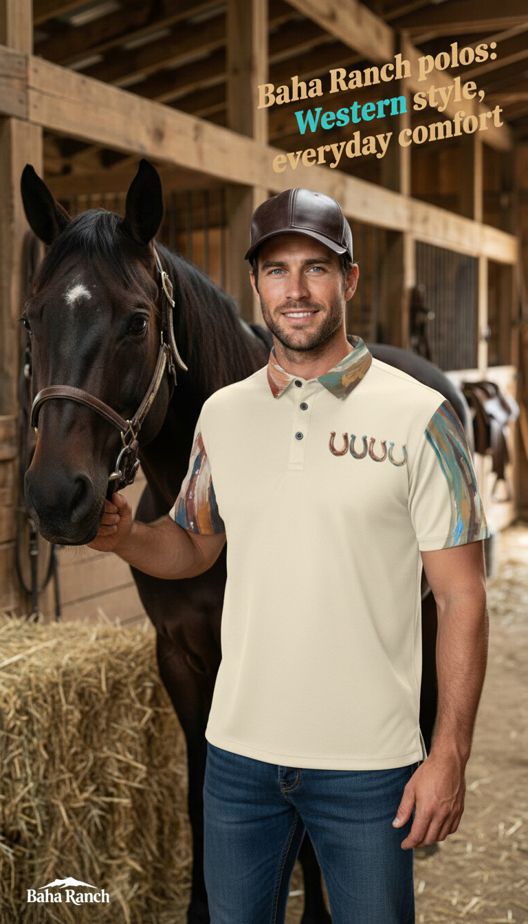 Baha Ranch Painted Horseshoe Polo Shirt