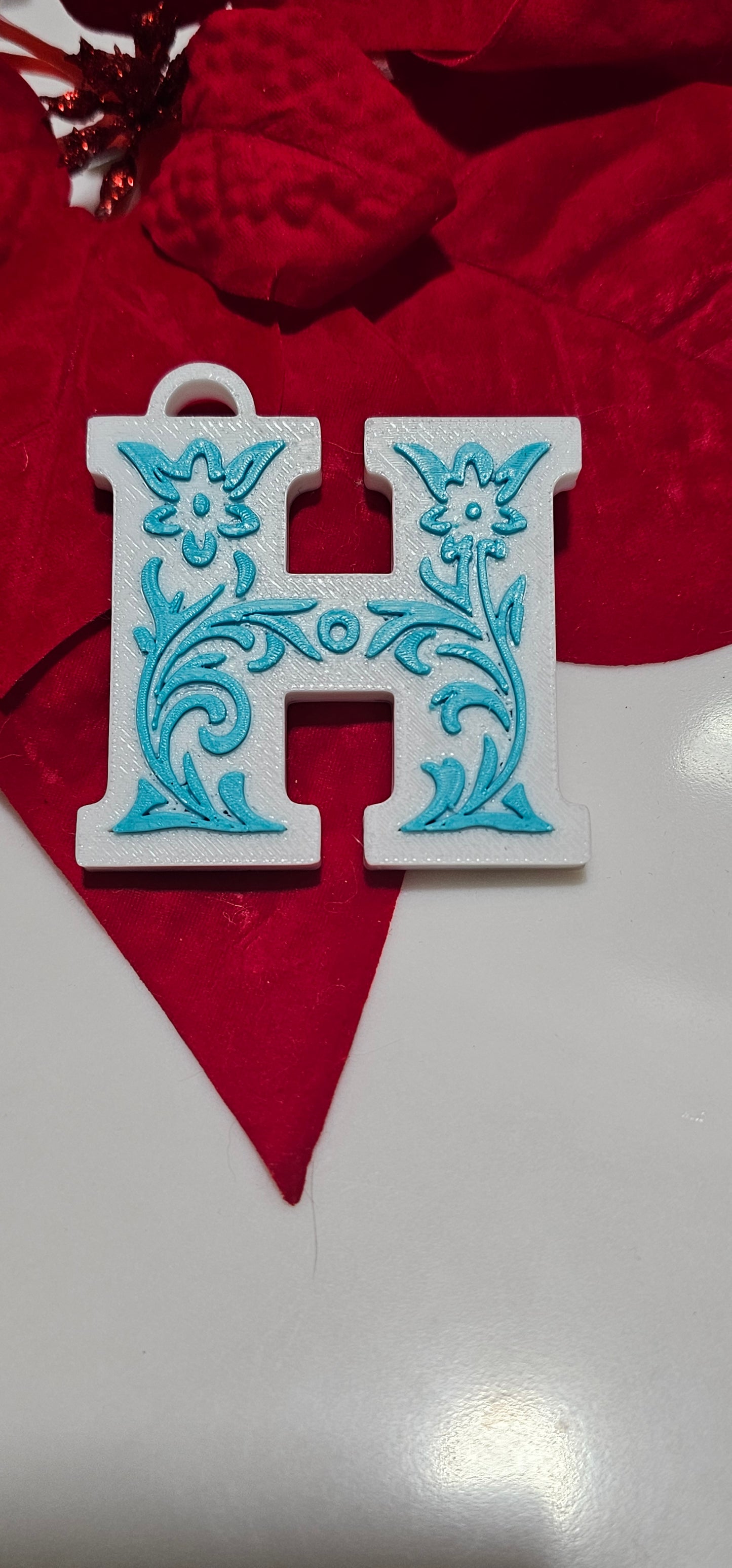 3D Print Tooled Leather Look Initial Pendant on Leather Necklace Made in America