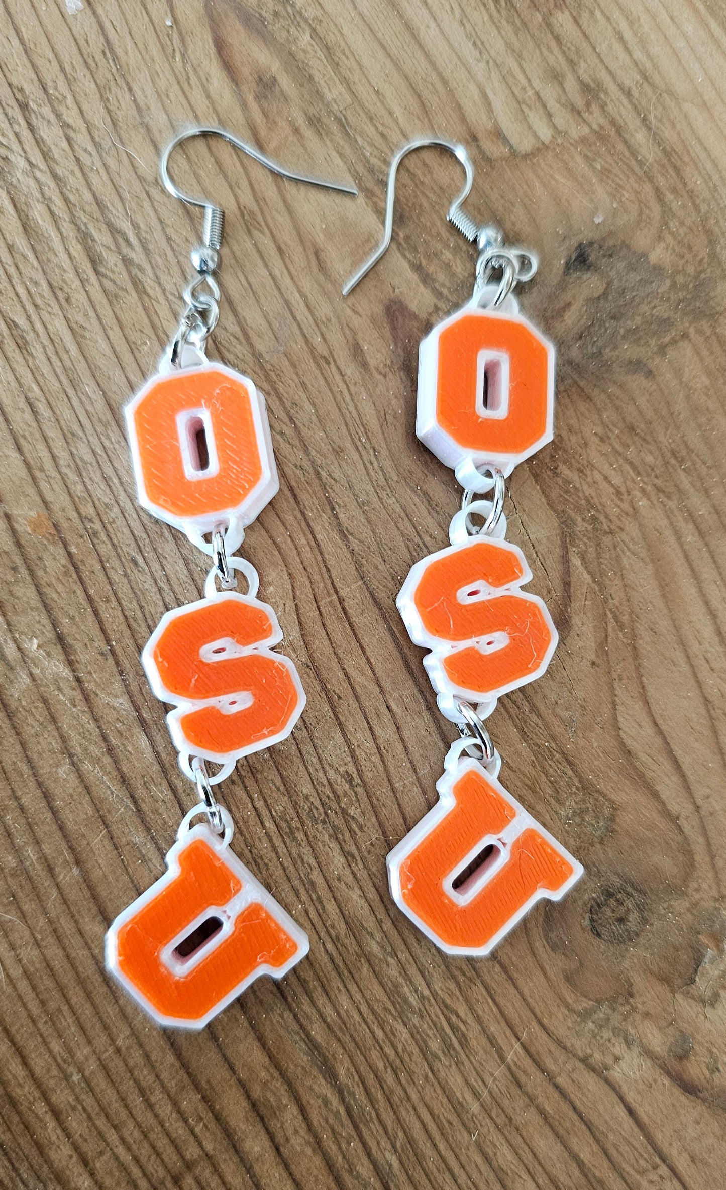 OSU College Oklahoma University Collegiate Letter Necklace Earrings