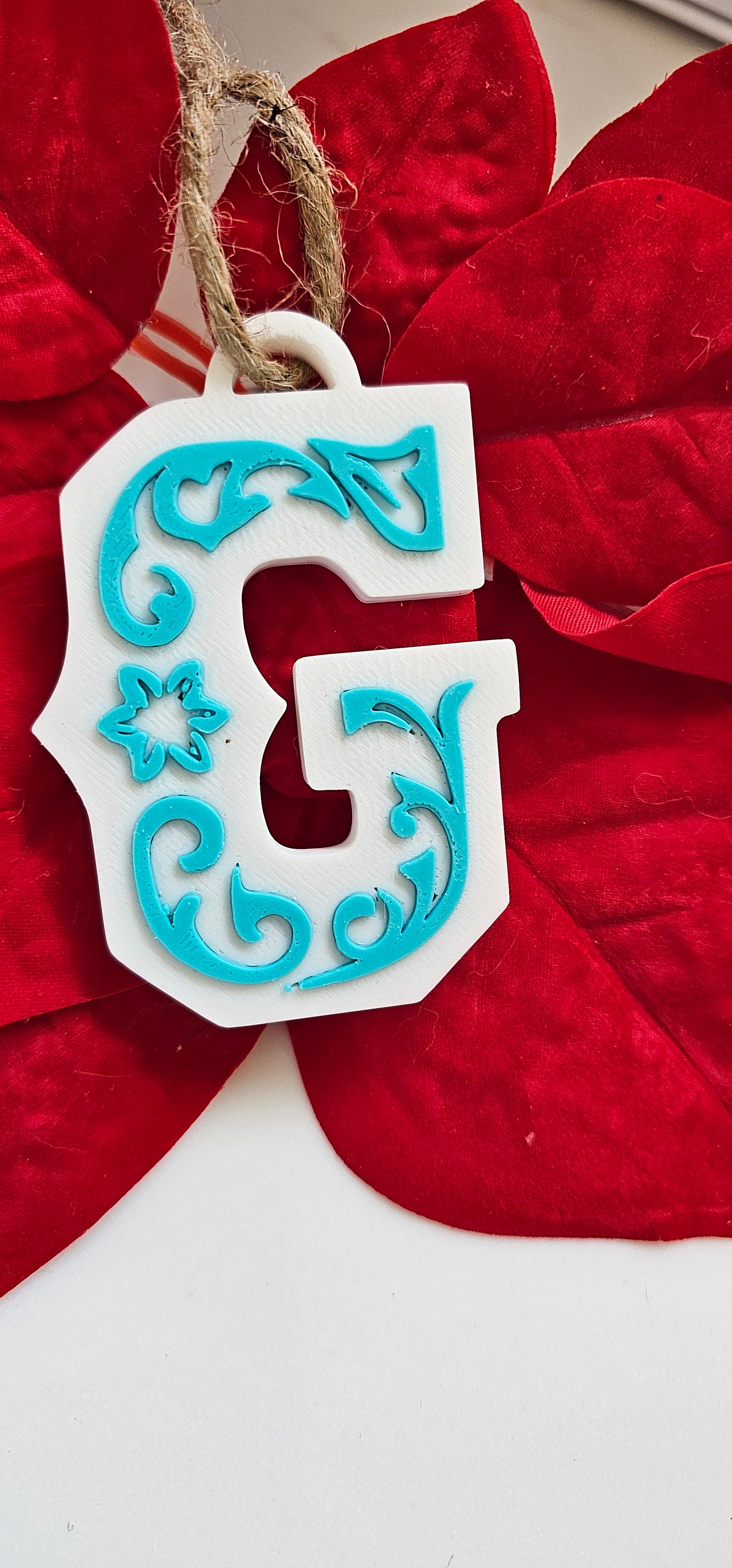 3D Print Tooled Leather Look Initial Ornament Choice of Colors