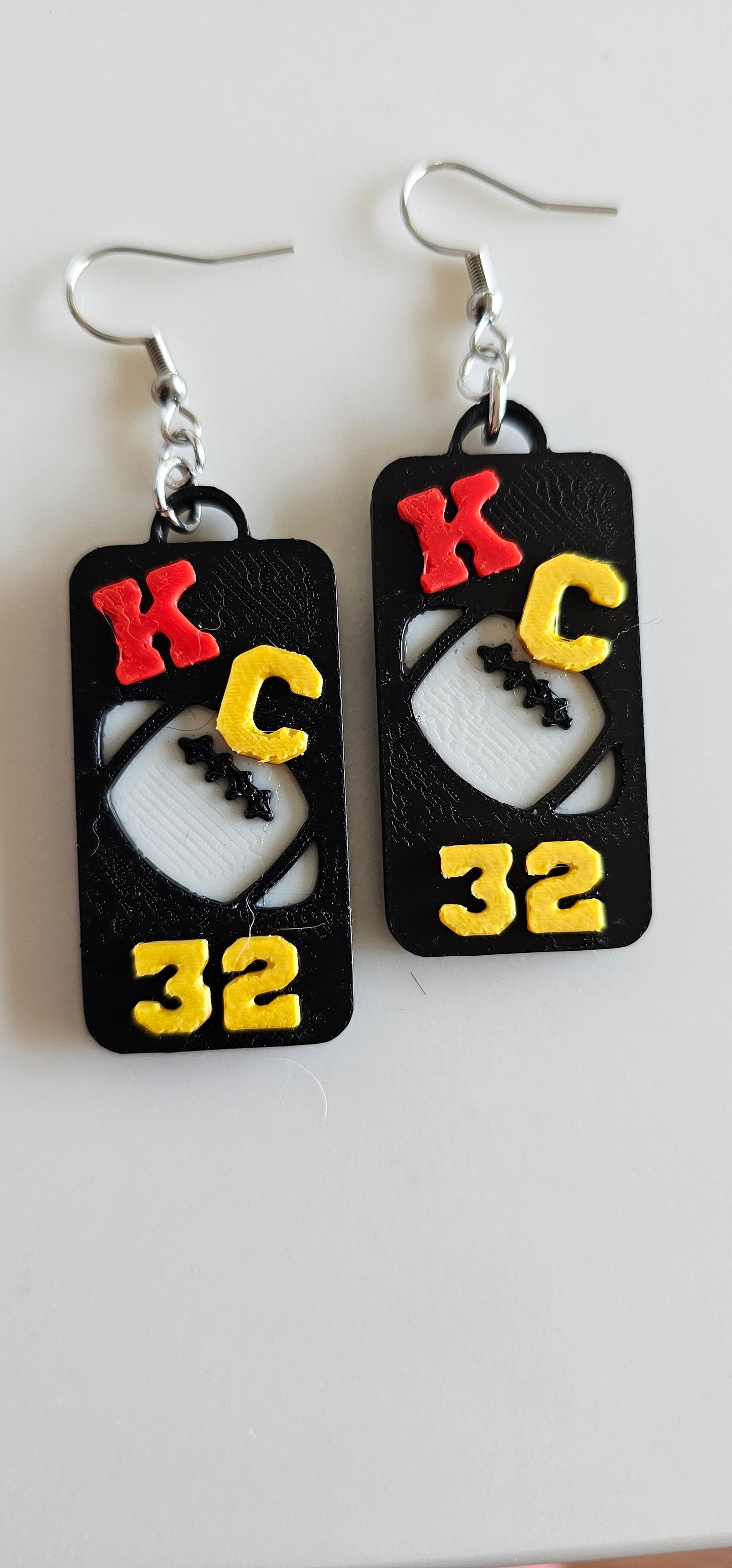 3D Print KC Chiefs Player Number Football Earrings choice of number