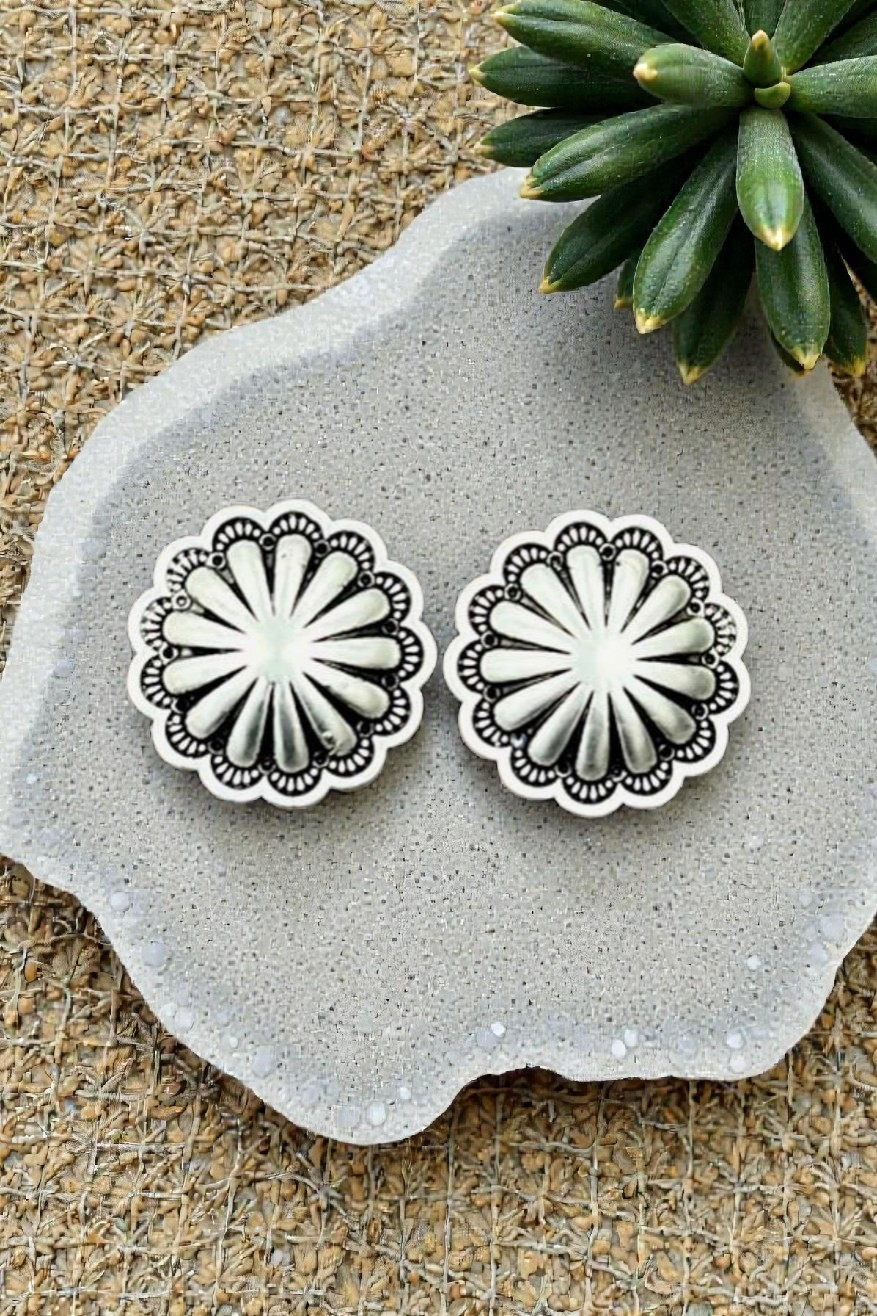 Faux Concho Stud Earrings