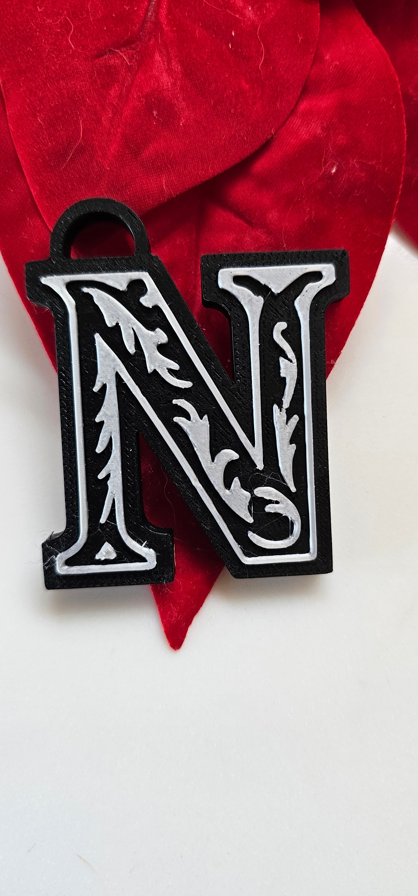 3D Print Tooled Leather Look Initial Pendant on Leather Necklace Made in America