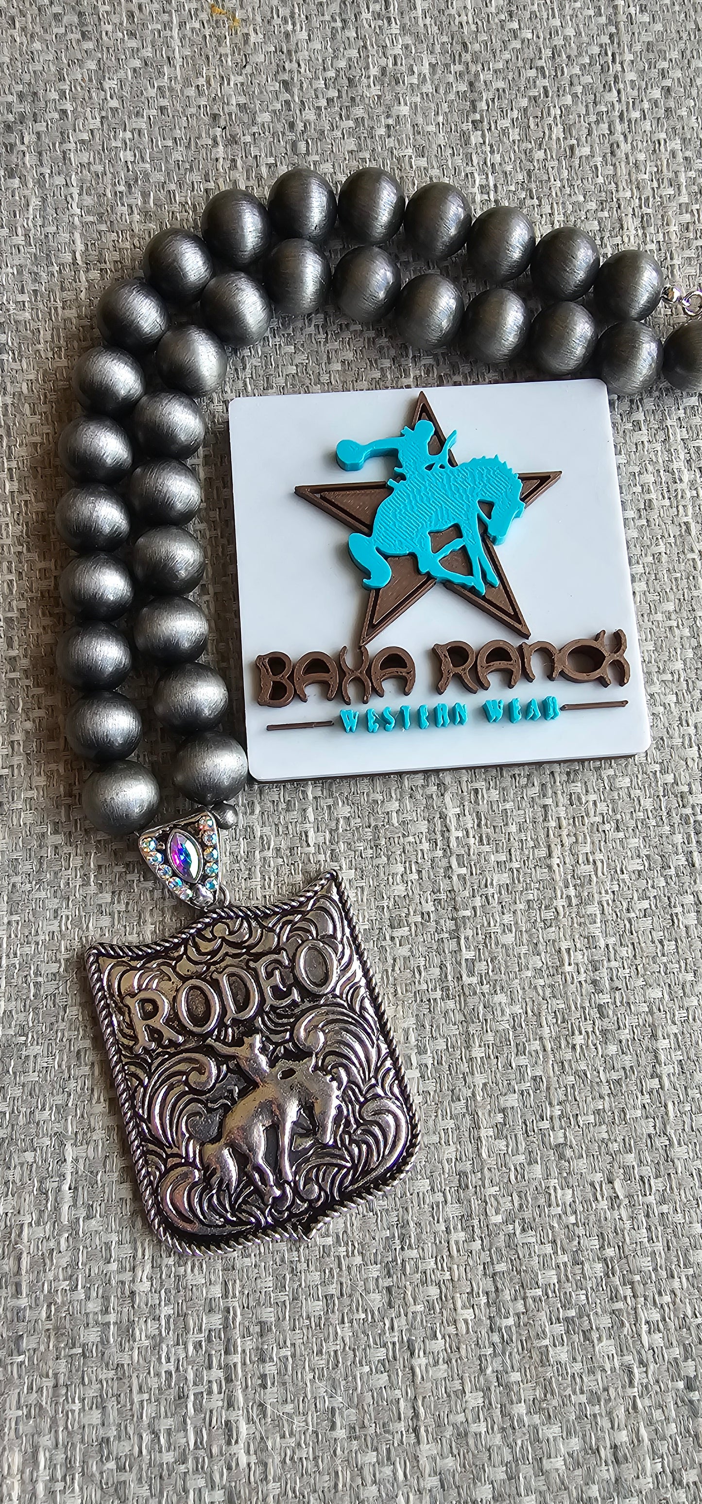 Baha Ranch Silvertone Rodeo Necklace