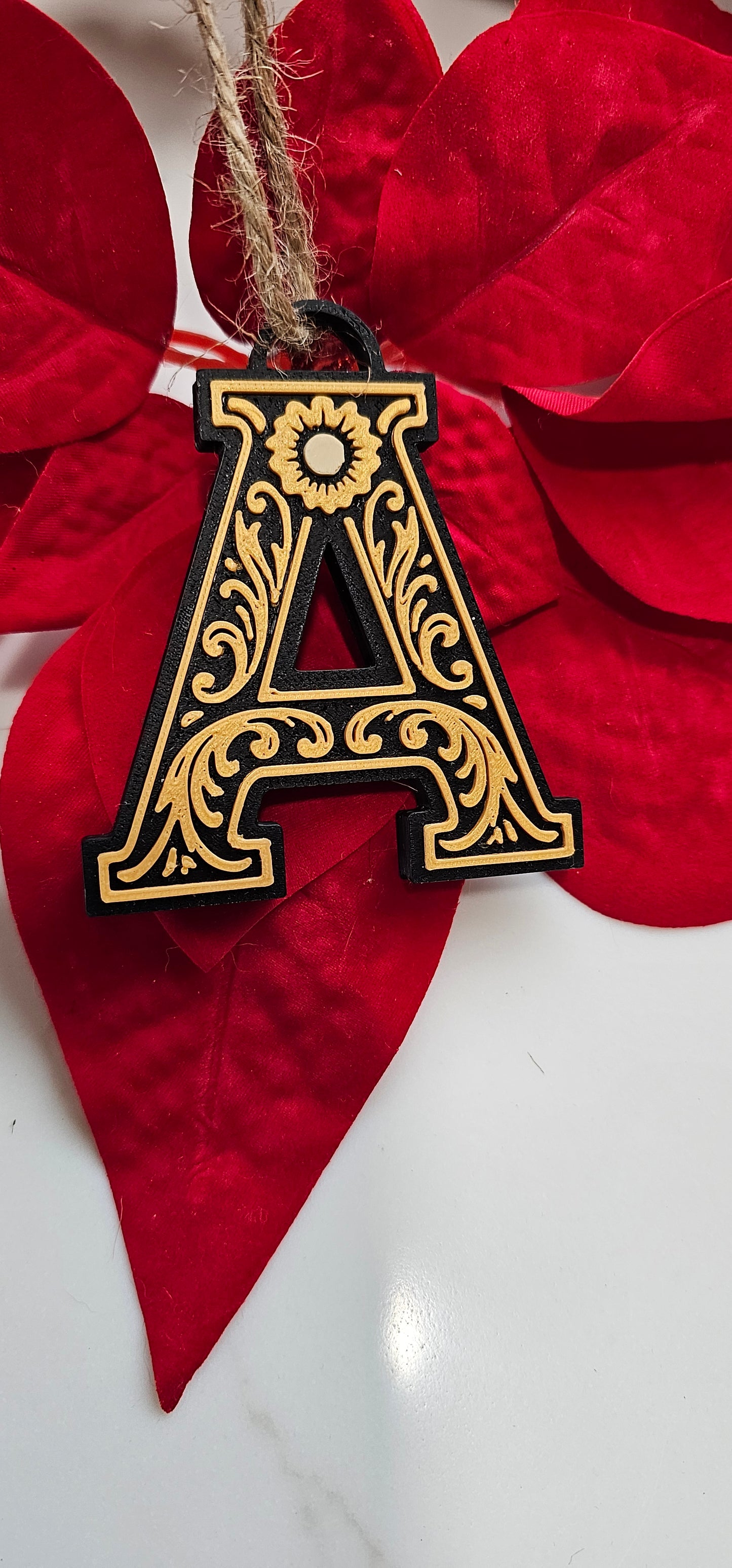 3D Print Tooled Leather Look Initial Pendant on Leather Necklace Made in America