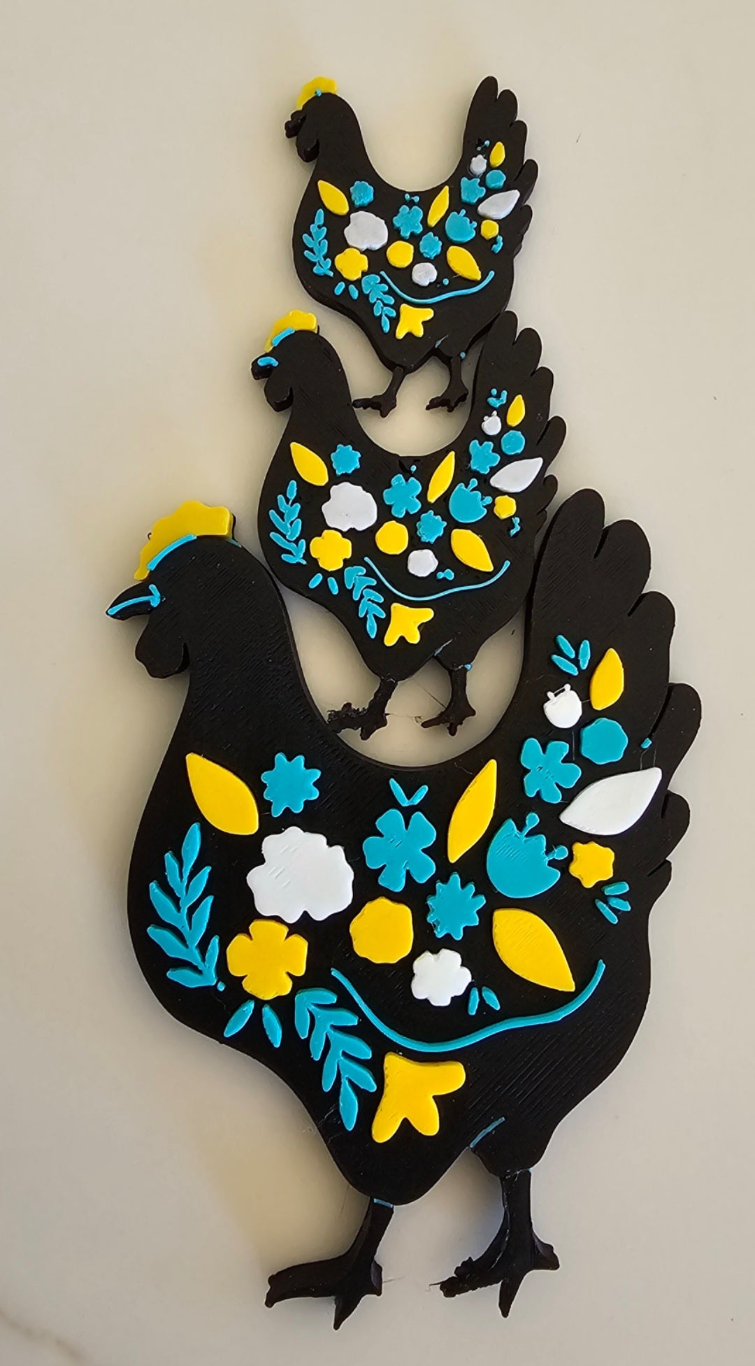 3d Talavera Chicken Floral Hat Pin or Magnet Made in America