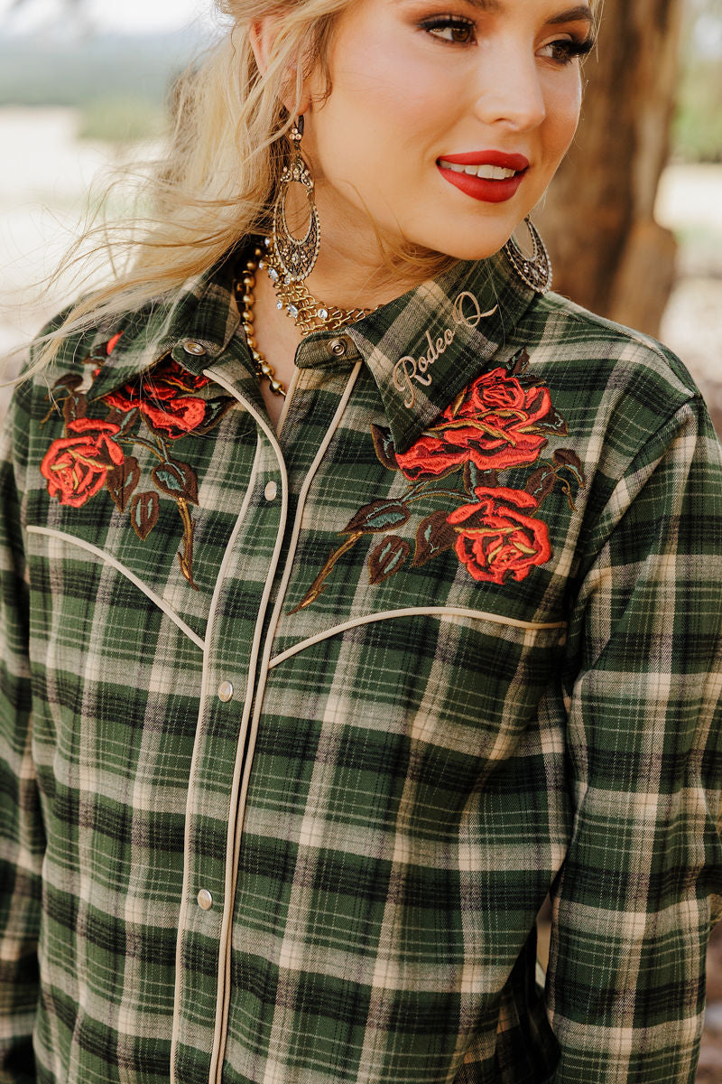 Rodeo Quincy Plaid Petal Rodeo Button Up