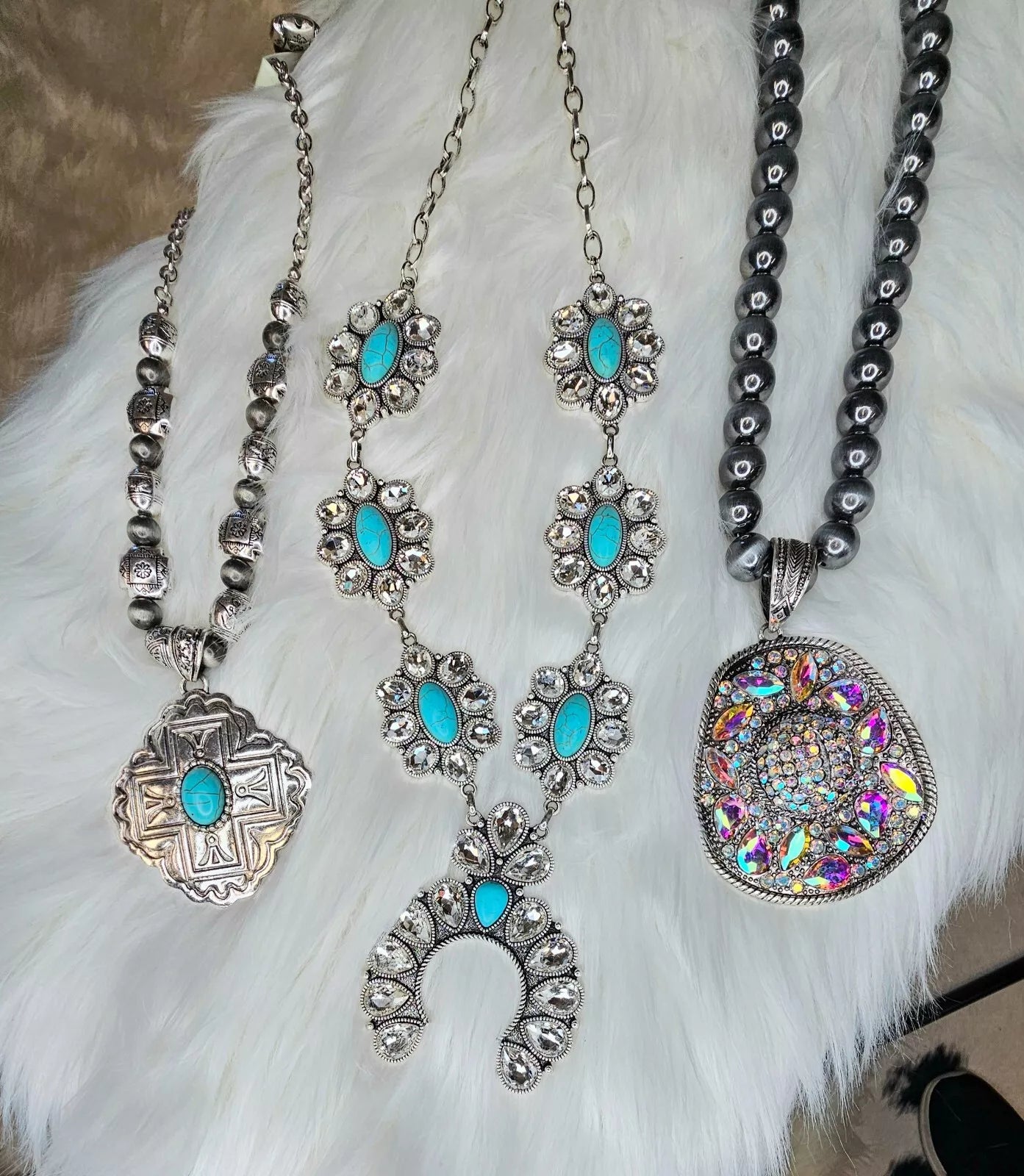 Choice of Cowgirl Hat Squash Blossom Southwestern Necklaces