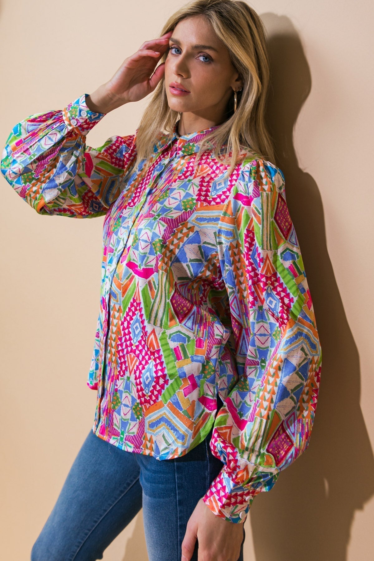 Just What I Needed Woven Aztec Boho Top