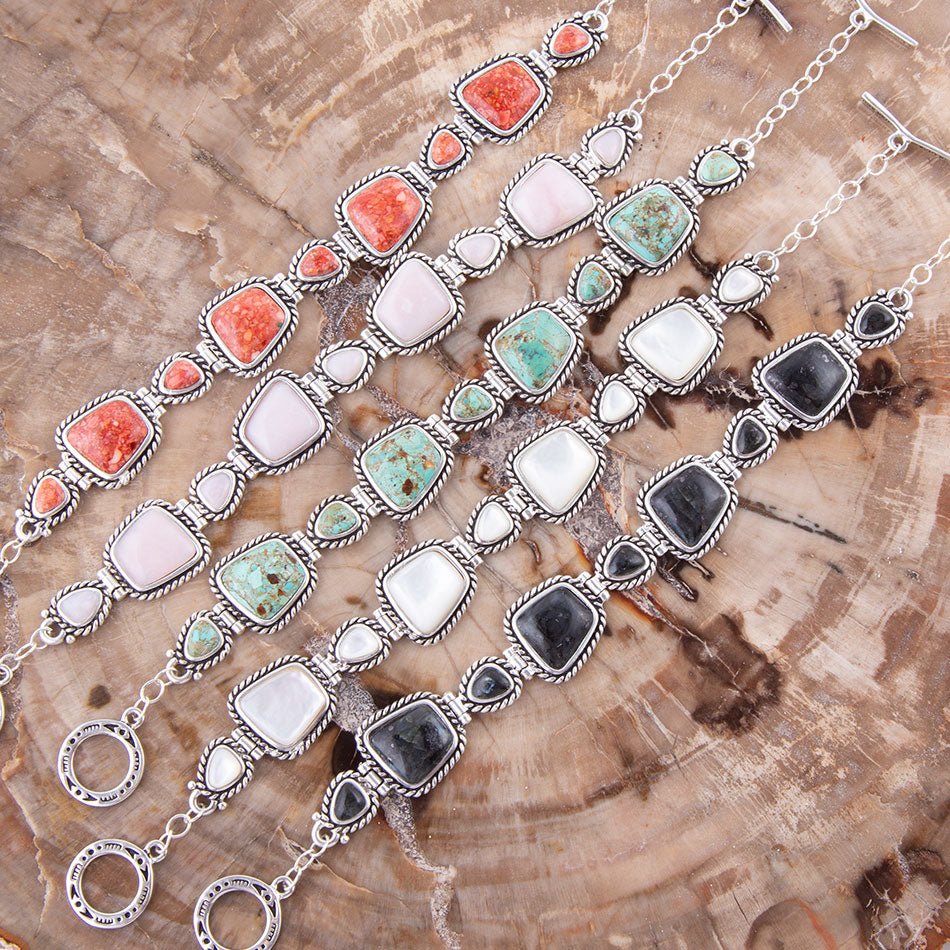 Sedona Pink Opal and Sterling Silver Toggle Bracelet