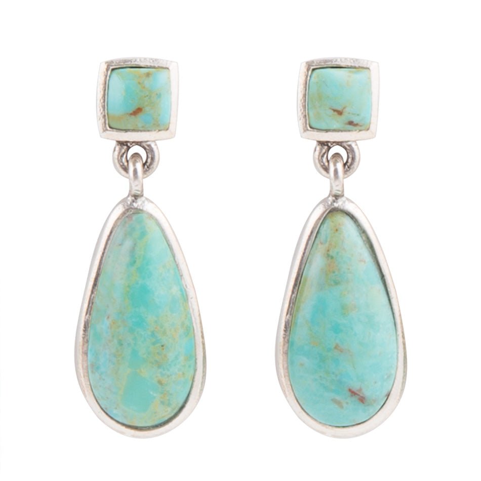 Smooth Teardrop Post Earring - Turquoise & Silver