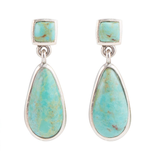 Smooth Teardrop Post Earring - Turquoise & Silver