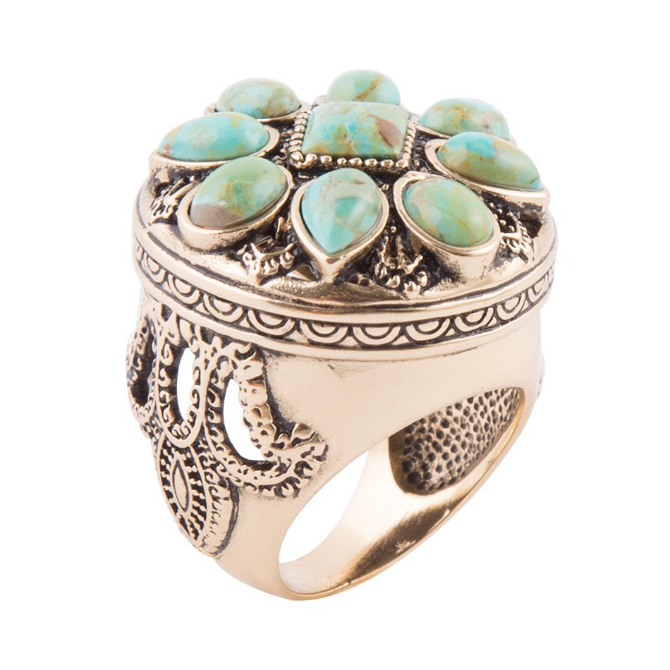 Statement Turquoise and Bronze Ring