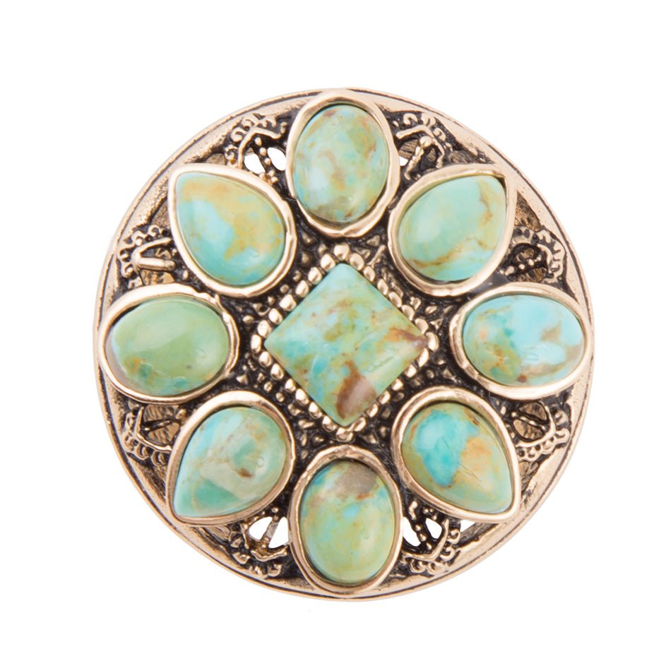 Statement Turquoise and Bronze Ring