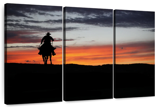 Cowboy At Dusk Wall Art
