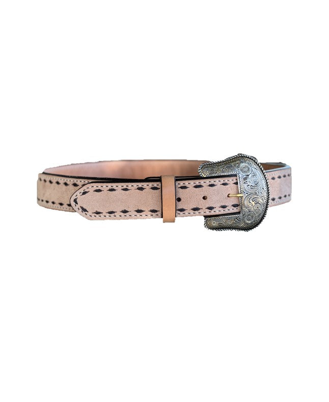 Alamo Saddlery 1.5" Straight TBS belt rough out golden leather w/ buckstitch