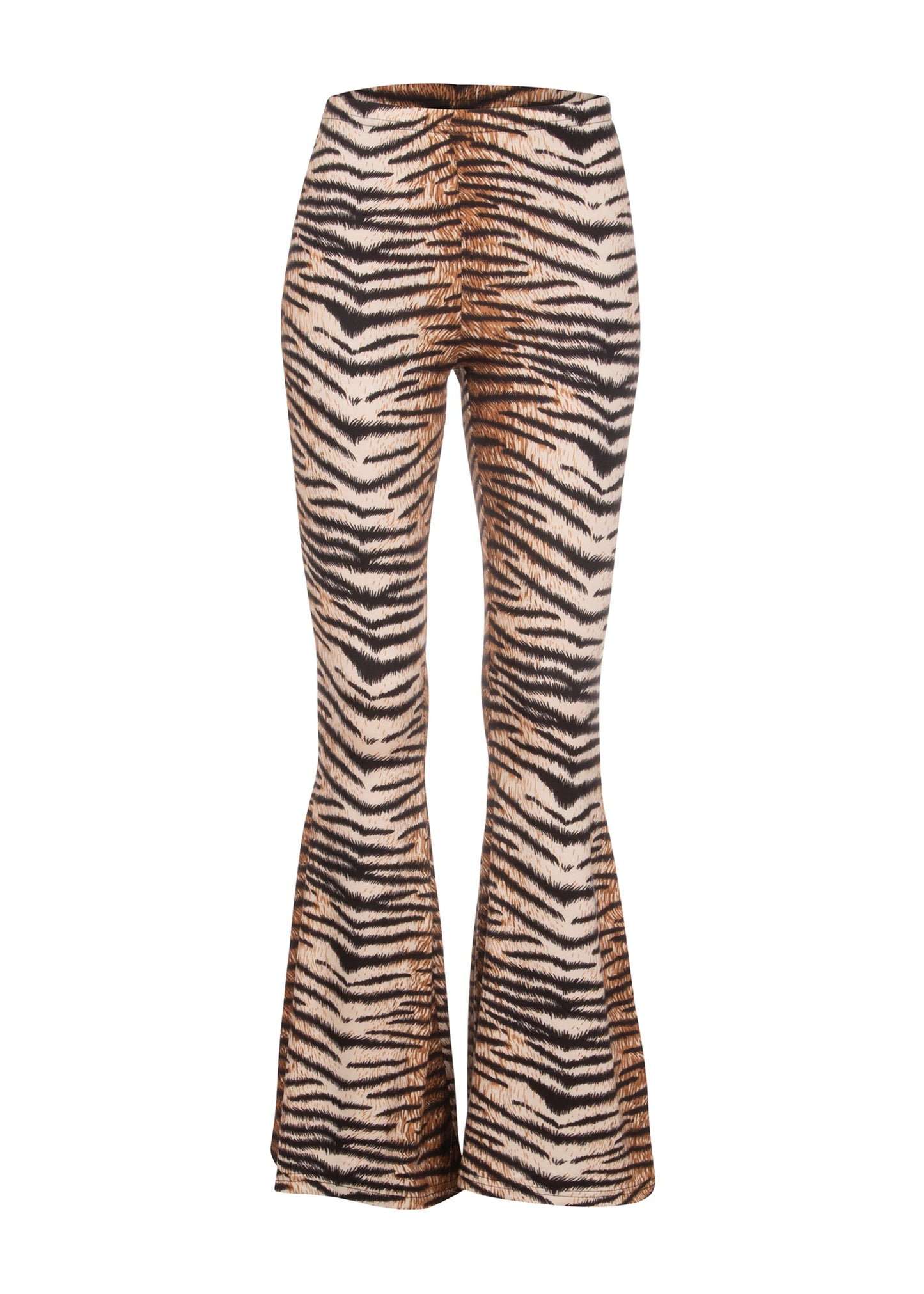 Wild Life Tiger Animal Print Flared Bell Bottom Pants