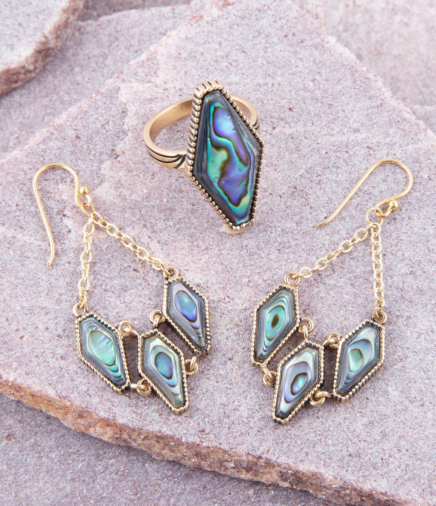 Barse Trillion Abalone Drop Earrings