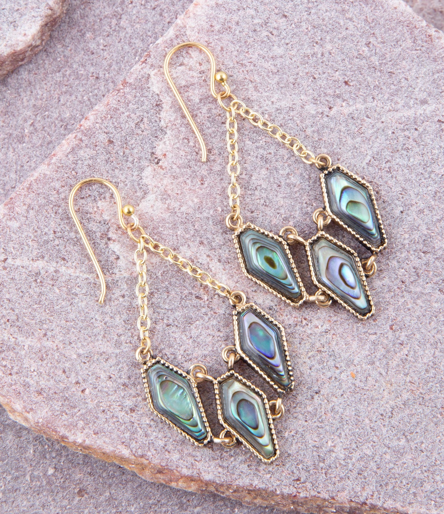 Barse Trillion Abalone Drop Earrings