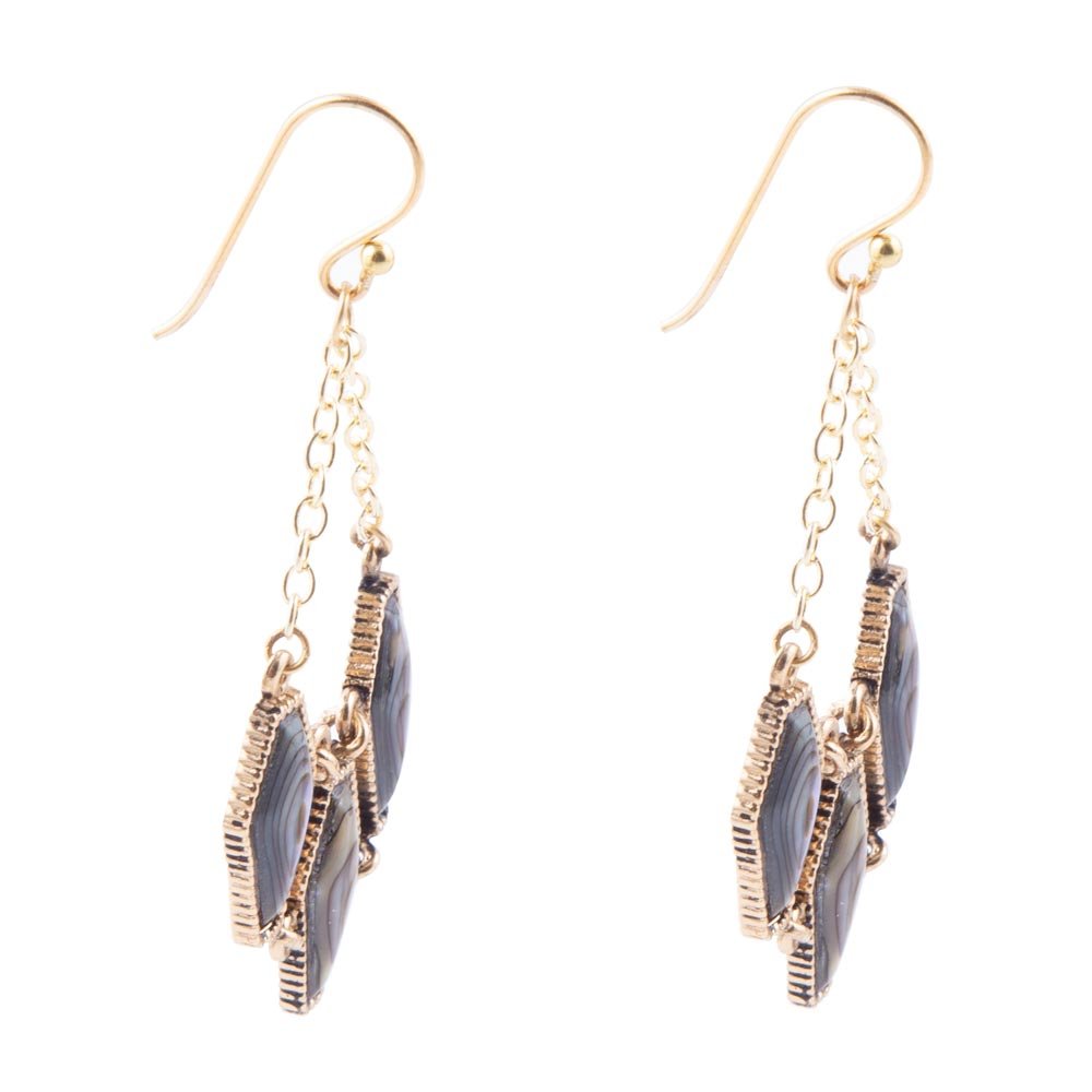 Barse Trillion Abalone Drop Earrings