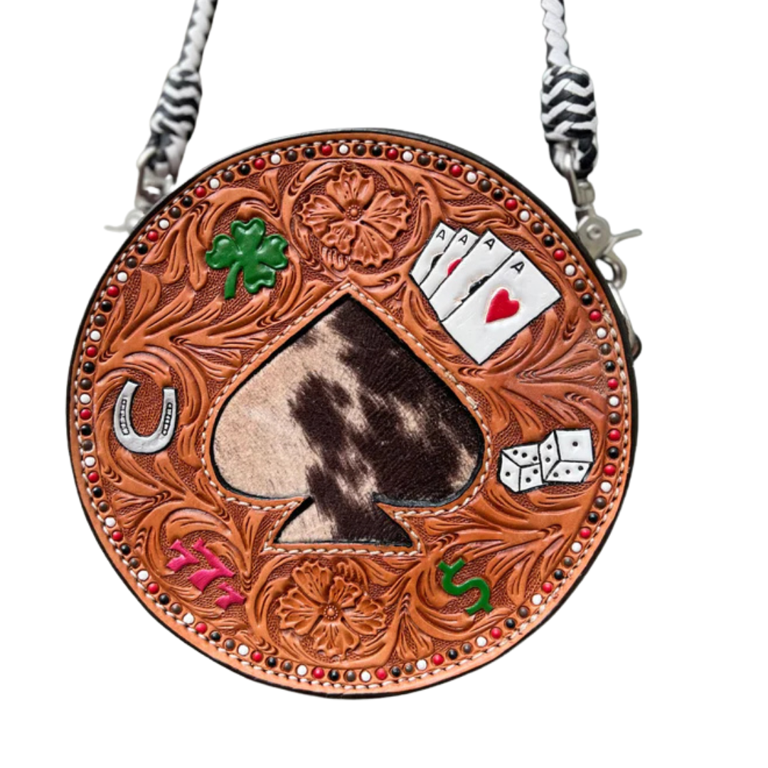 Alamo Saddlery 8" Lucky Charm Canteen Handbag (Cow Suede Ace)