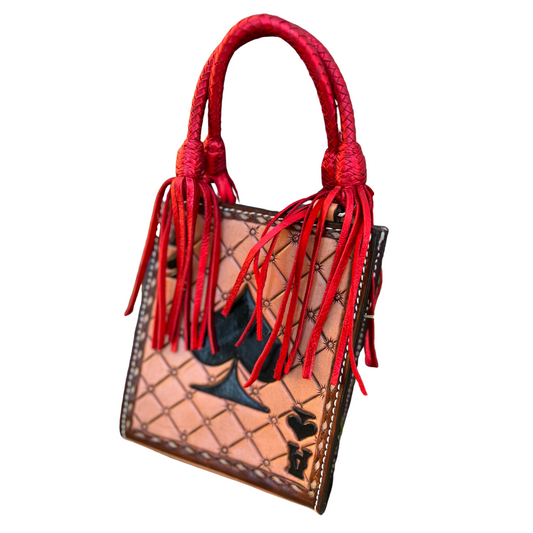 Alamo Saddlery The Card Handbag- Red Ace Tassel
