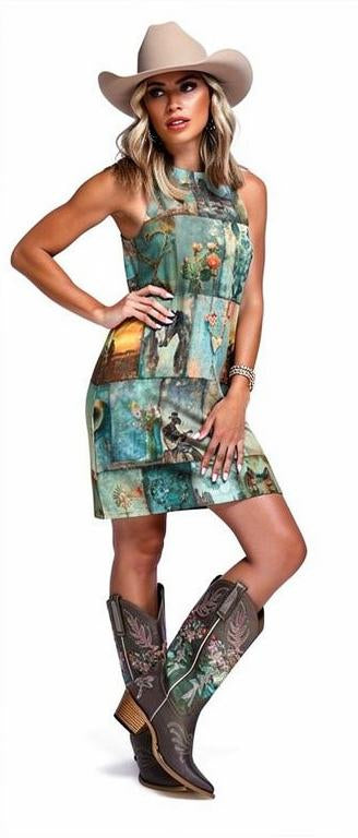 Baha Ranch Turquoise Dreams Sleeveless Mini Dress