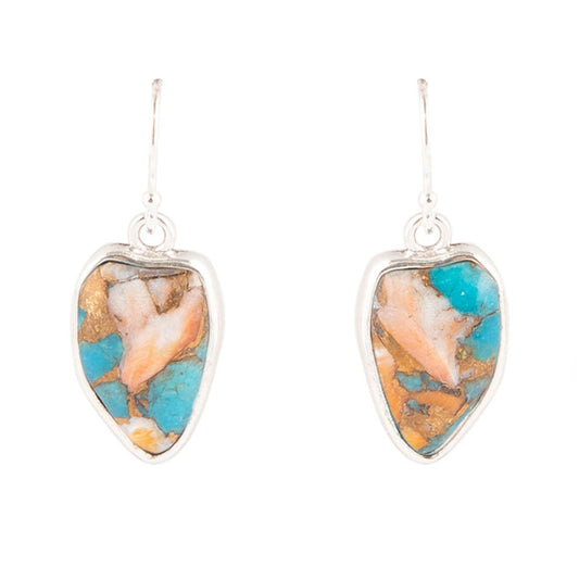 Turquoise and Spiny Oyster Matrix Sterling Earrings