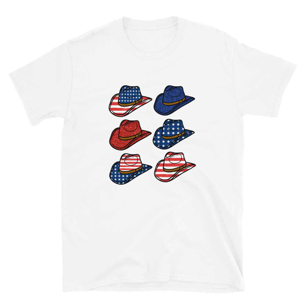Patriotic Cowboy Hat Short-Sleeve Unisex T-Shirt