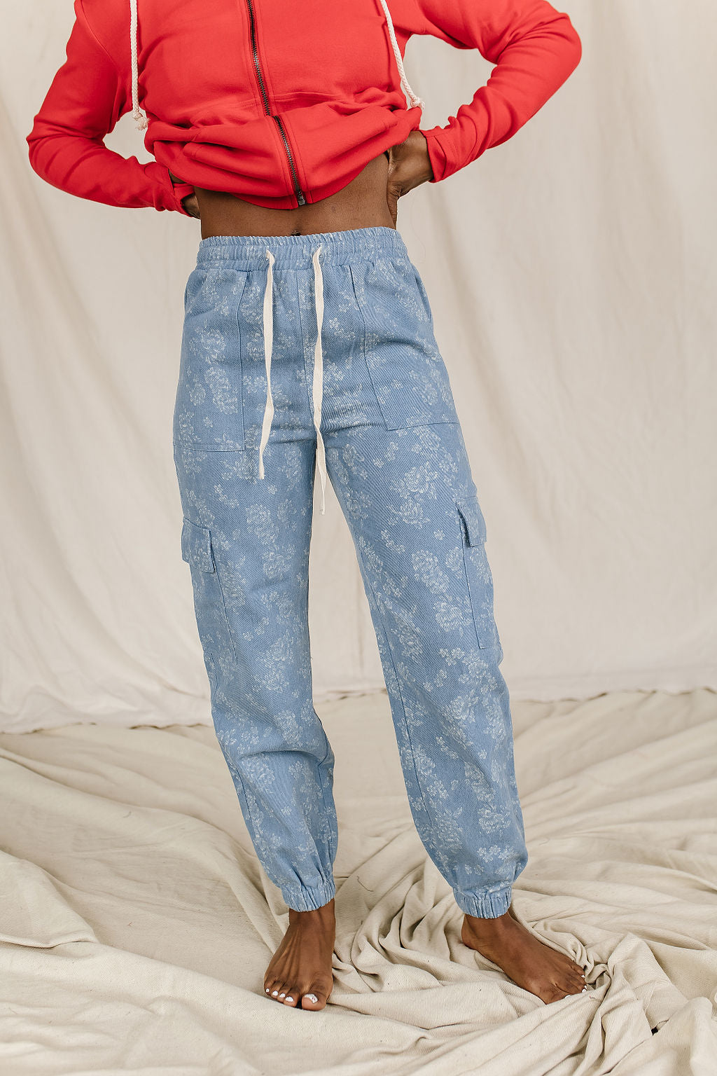 Ampersand Avenue Floral Denim Cargo Pants