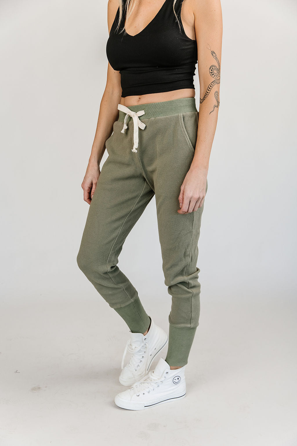 Ampersand Avenue Waffle Knit Joggers- Willow