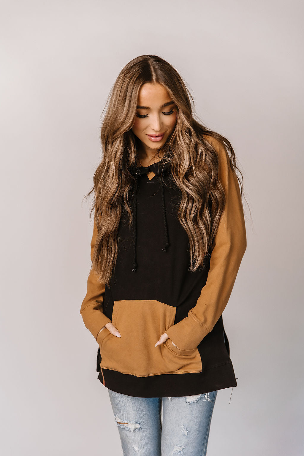 Ampersand Avenue Sideslit Hoodie - Coffee & Confidence