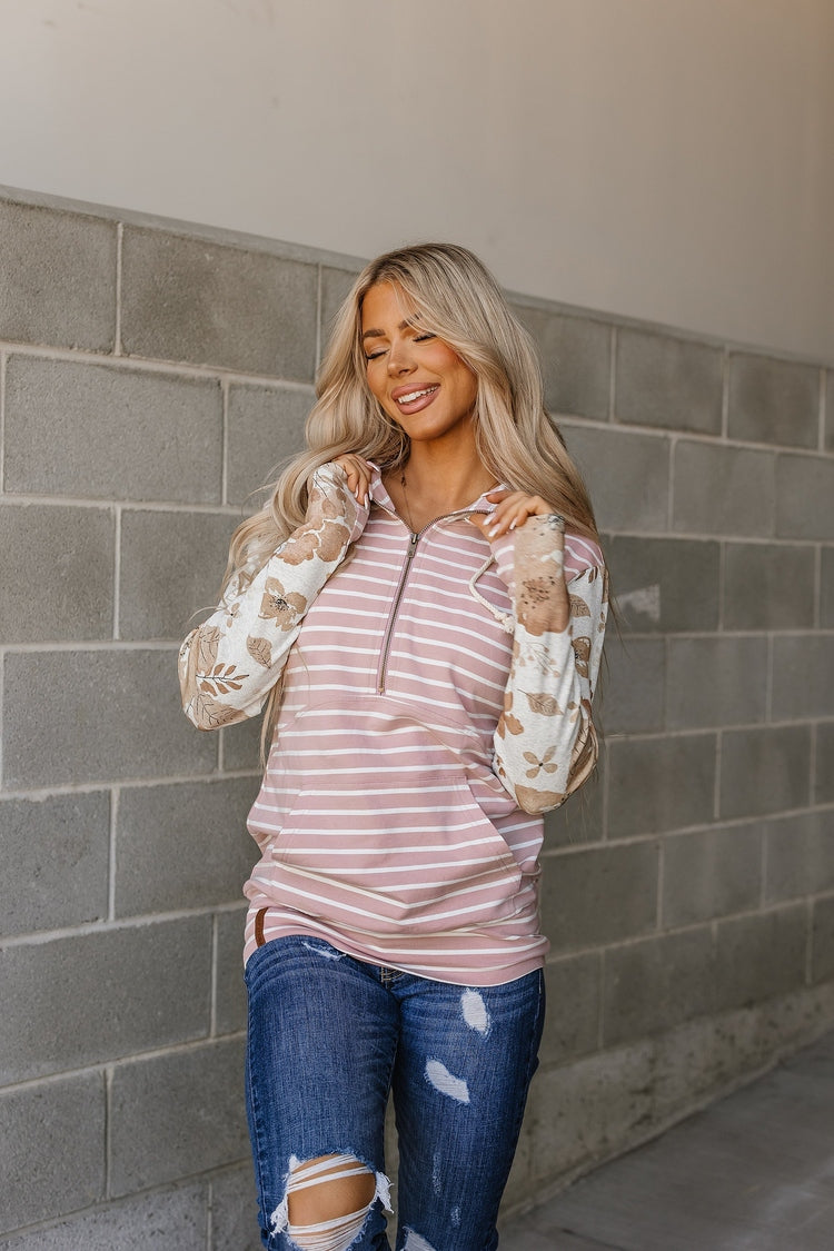 Ampersand Avenue HalfZip Sweatshirt - Rose Over Bros