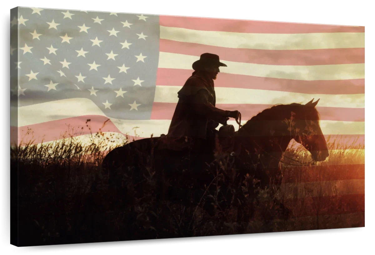 Cowboy US Flag Wall Art