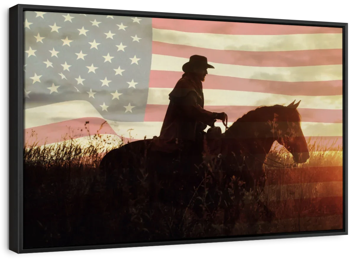 Cowboy US Flag Wall Art