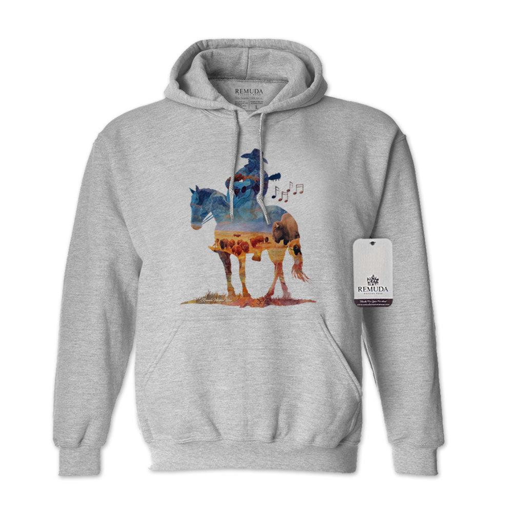 Remuda Where The Buffalo Roam - Adult Unisex Western Watercolor Hoodie