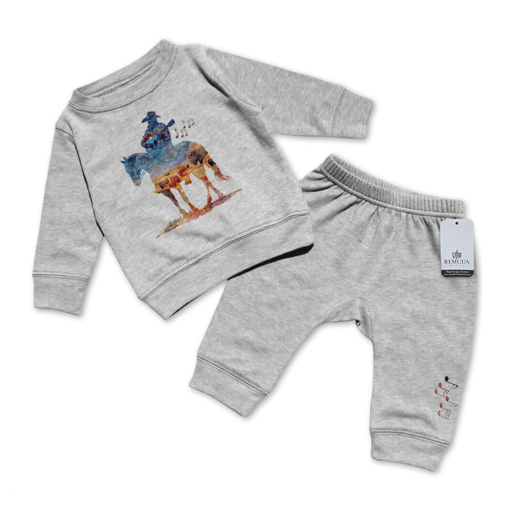 Remuda Where The Buffalo Roam - Infant Watercolor Western 2 Piece Sweatsuit