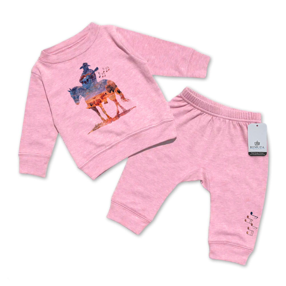 Remuda Where The Buffalo Roam - Infant Watercolor Western 2 Piece Sweatsuit