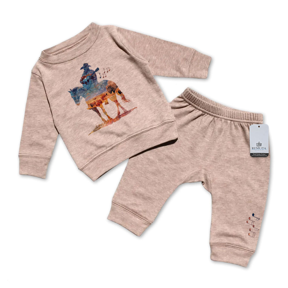 Remuda Where The Buffalo Roam - Infant Watercolor Western 2 Piece Sweatsuit