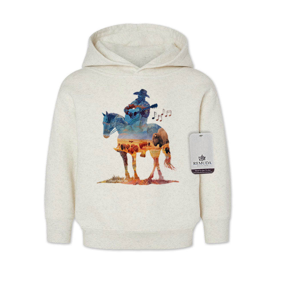 Where The Buffalo Roam - Toddler Kids Watercolor Western Pullover Hoodie
