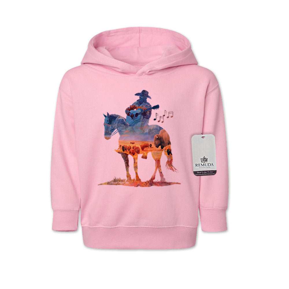 Where The Buffalo Roam - Toddler Kids Watercolor Western Pullover Hoodie