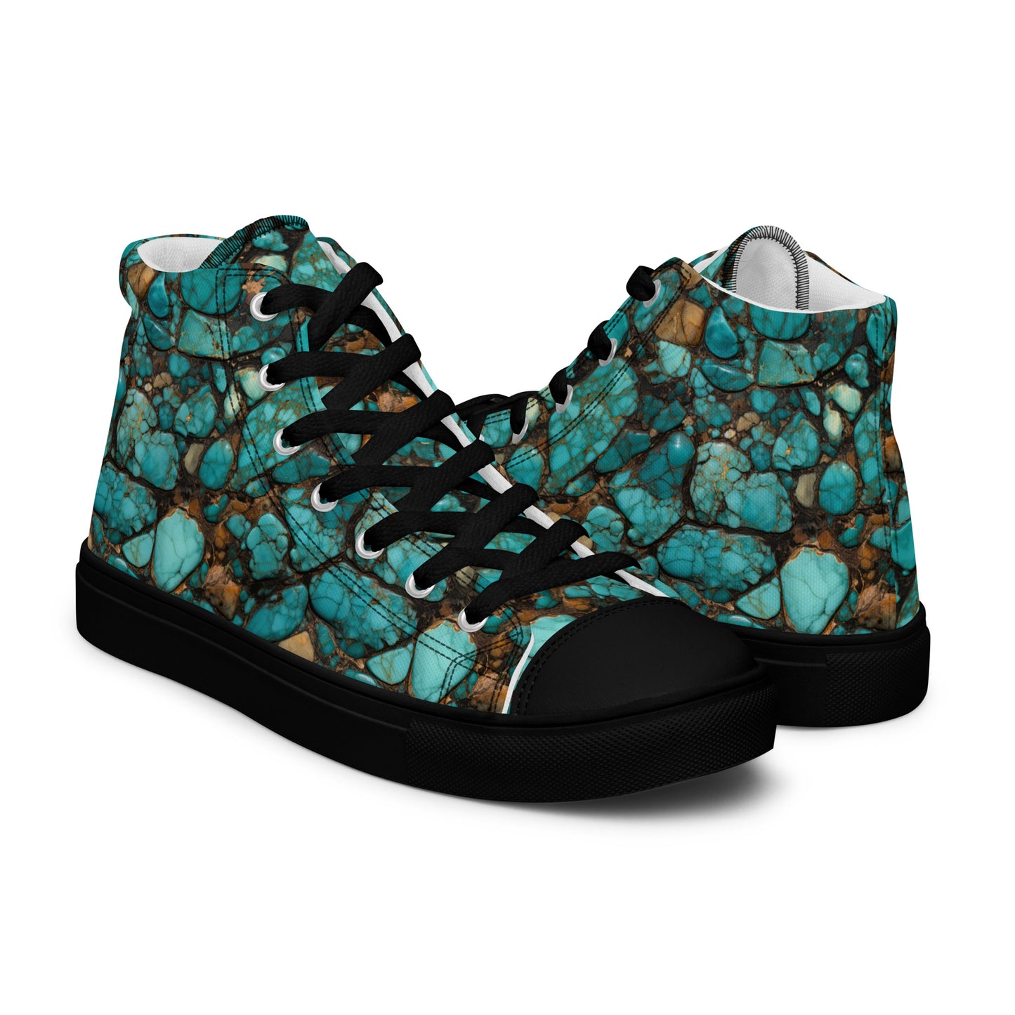 All Turquoise Women’s high top canvas shoes