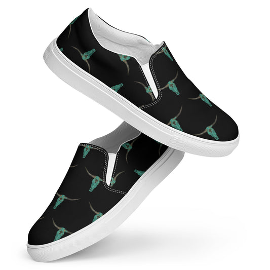 Turquoise Longhorn Women’s slip-on canvas shoes