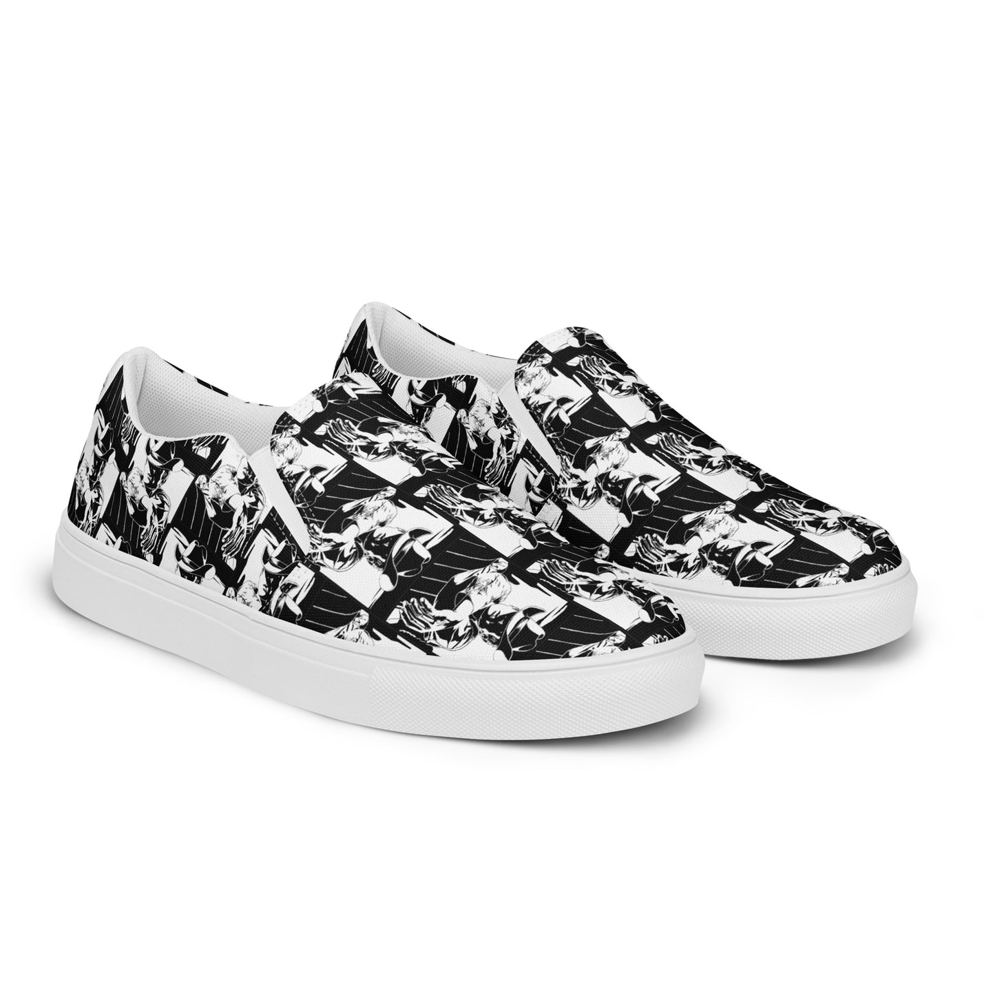 Black & White Cowboy Women’s Slip-on Canvas Shoes