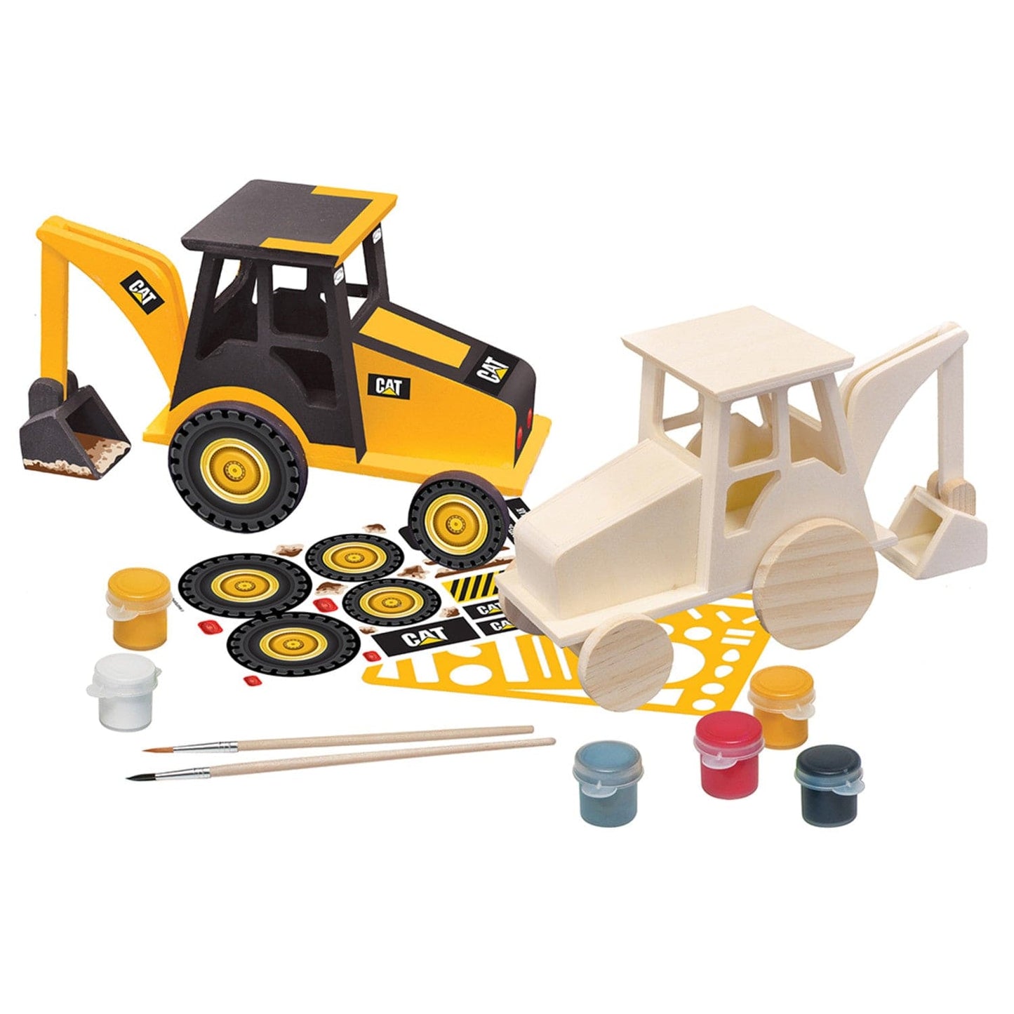 CAT - Caterpillar Backhoe Wood Craft & Paint Kit