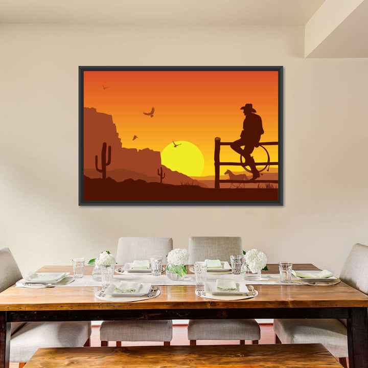 Western Cowboy Sunset Wall Art