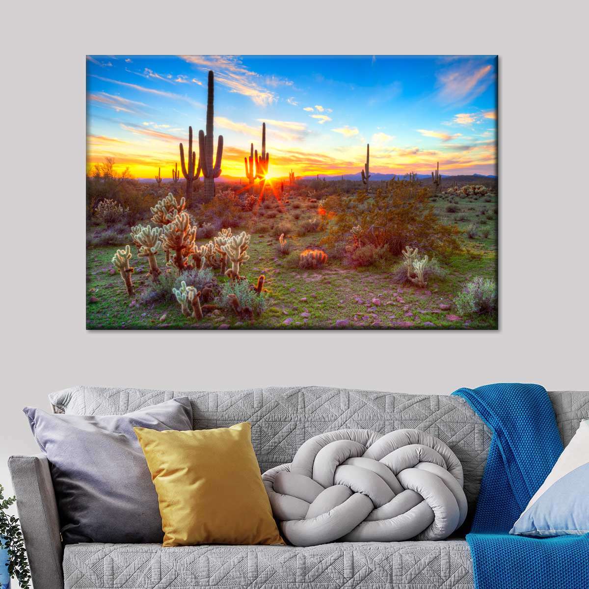 Desert Cactus Sun Ray Wall Art choice of sizes