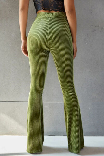 Ribbed High Waist Flare Pants choice of colors