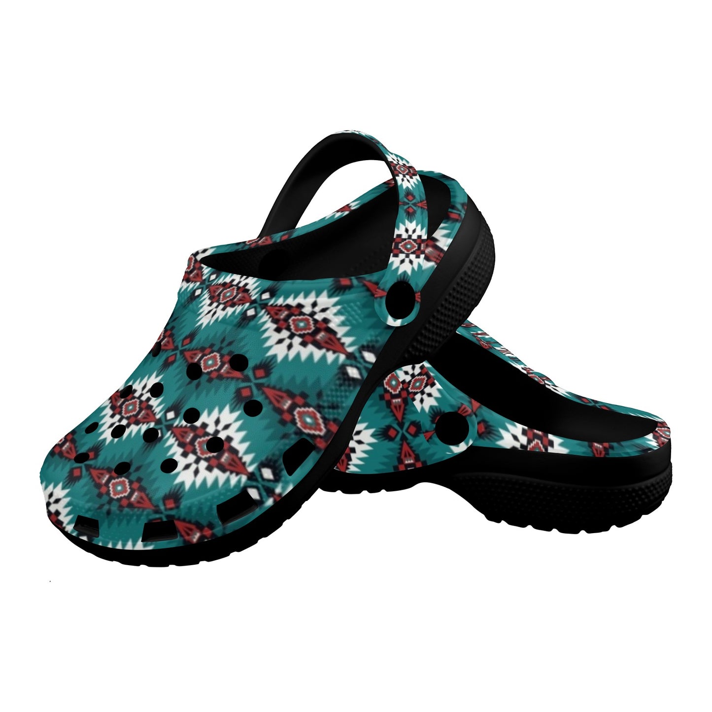 Teal Aztec Clog Shoes