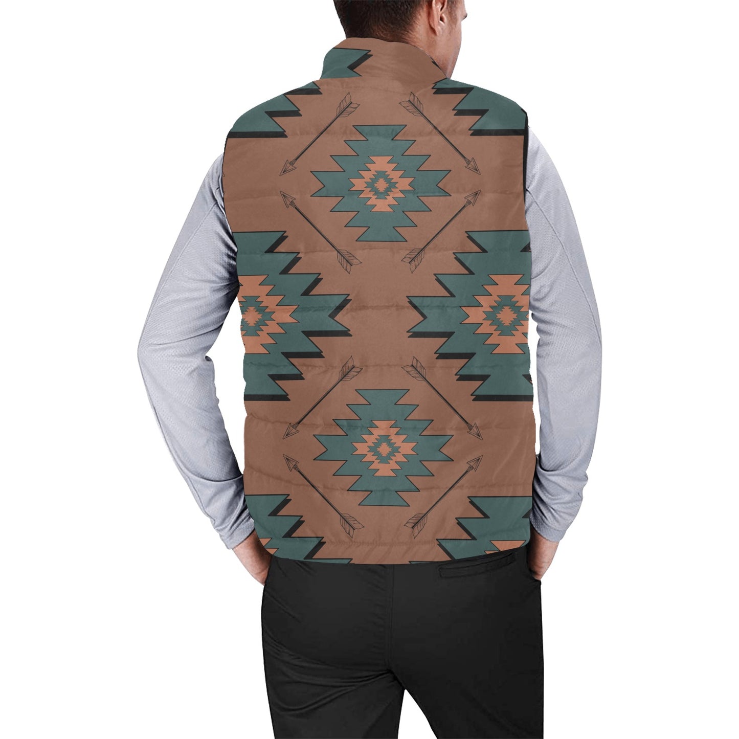Teal Aztec Men's Puffy Vest